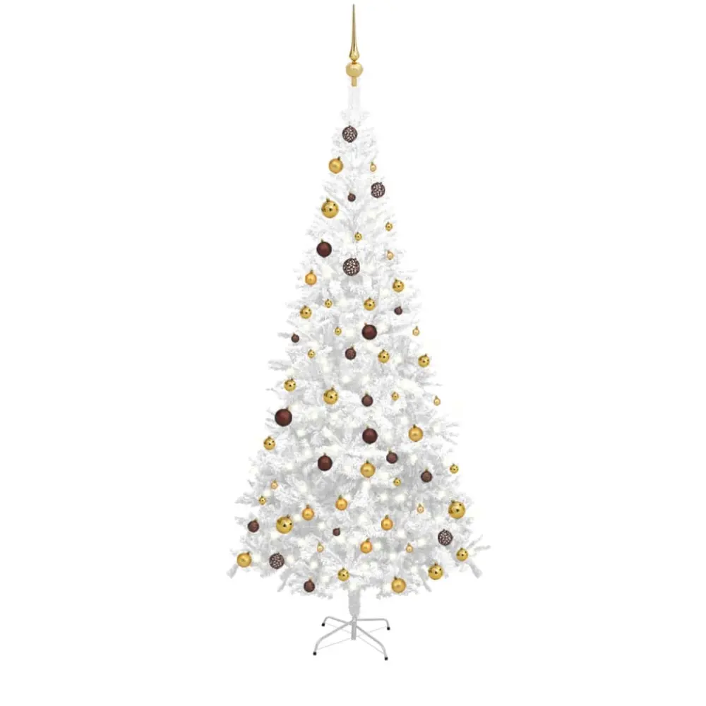 Artificial de Lujo vidaXL árbol de navidad artificial con luces y bolas blanco 240 cm