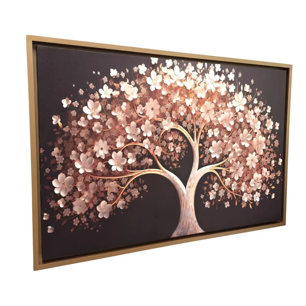 Decorativo Premium Cuadro Árbol Blanco con Flores AGS9 120x80cm