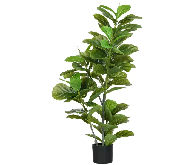 HOMCOM Planta Artificial Decorativa 110x15 cm Árbol Artificial de Ficus con 90 Hojas y Maceta para Interior Decoración p...