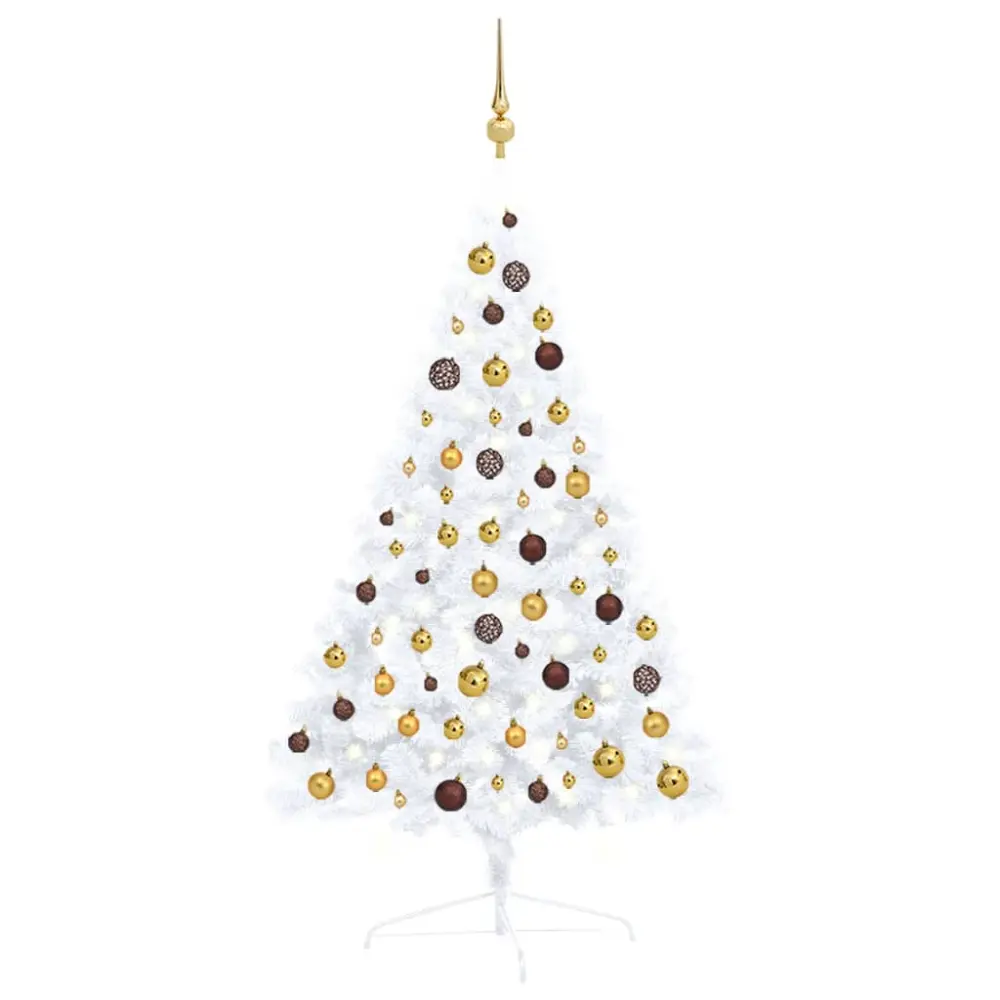 Orquídea en Maceta vidaXL medio árbol de navidad con luces y bolas blanco 120 cm