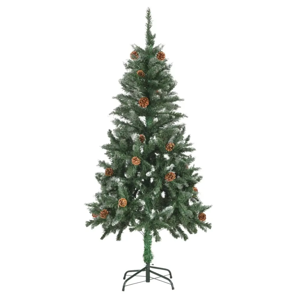 vidaXL árbol de navidad artificial con piñas y brillo blanco 150 cm | Decorativa | Sin Mantenimiento