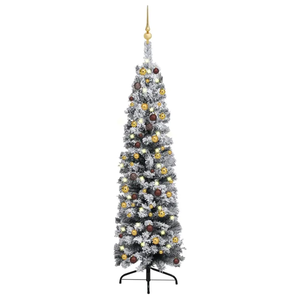 vidaXL árbol de navidad preiluminado con luces y bolas verde 150 cm en Maceta Blanca