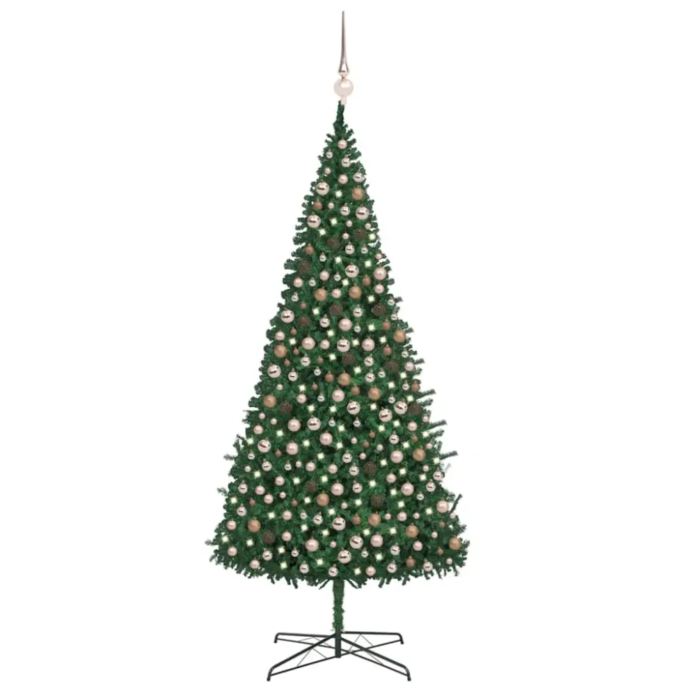 vidaXL árbol de navidad preiluminado con luces y bolas verde 400 cm Hecho Mano
