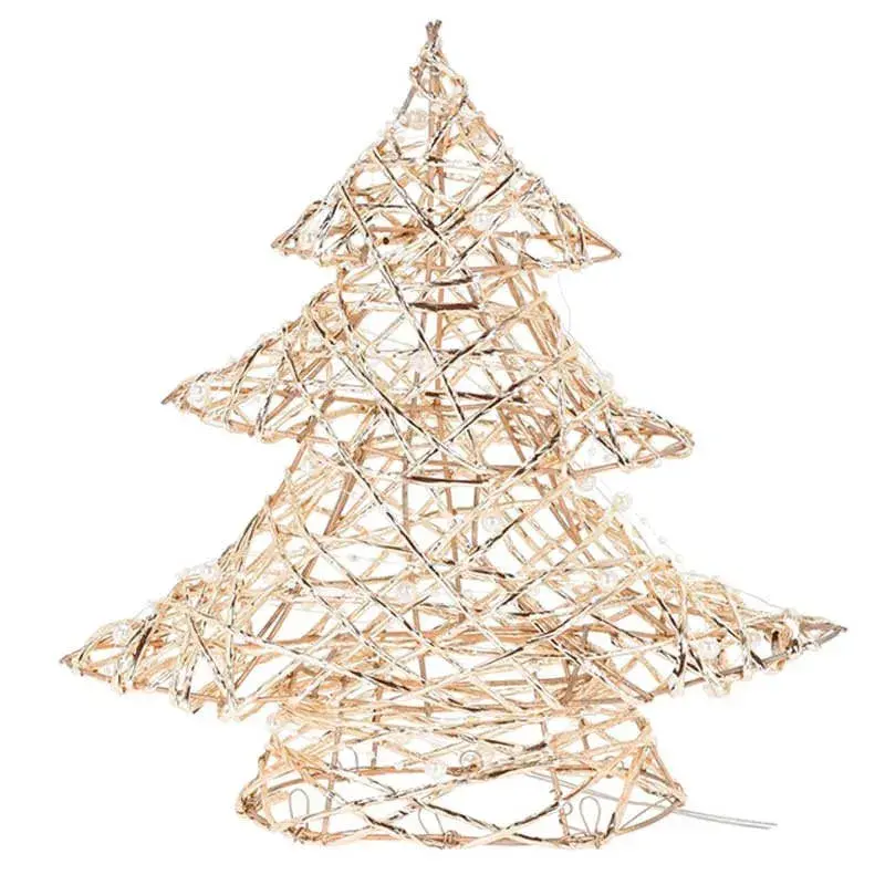Árbol navideño 20 luces LED con temporizador automático dorado Ø30 cm | 7.5 Pies | Pino Fraser