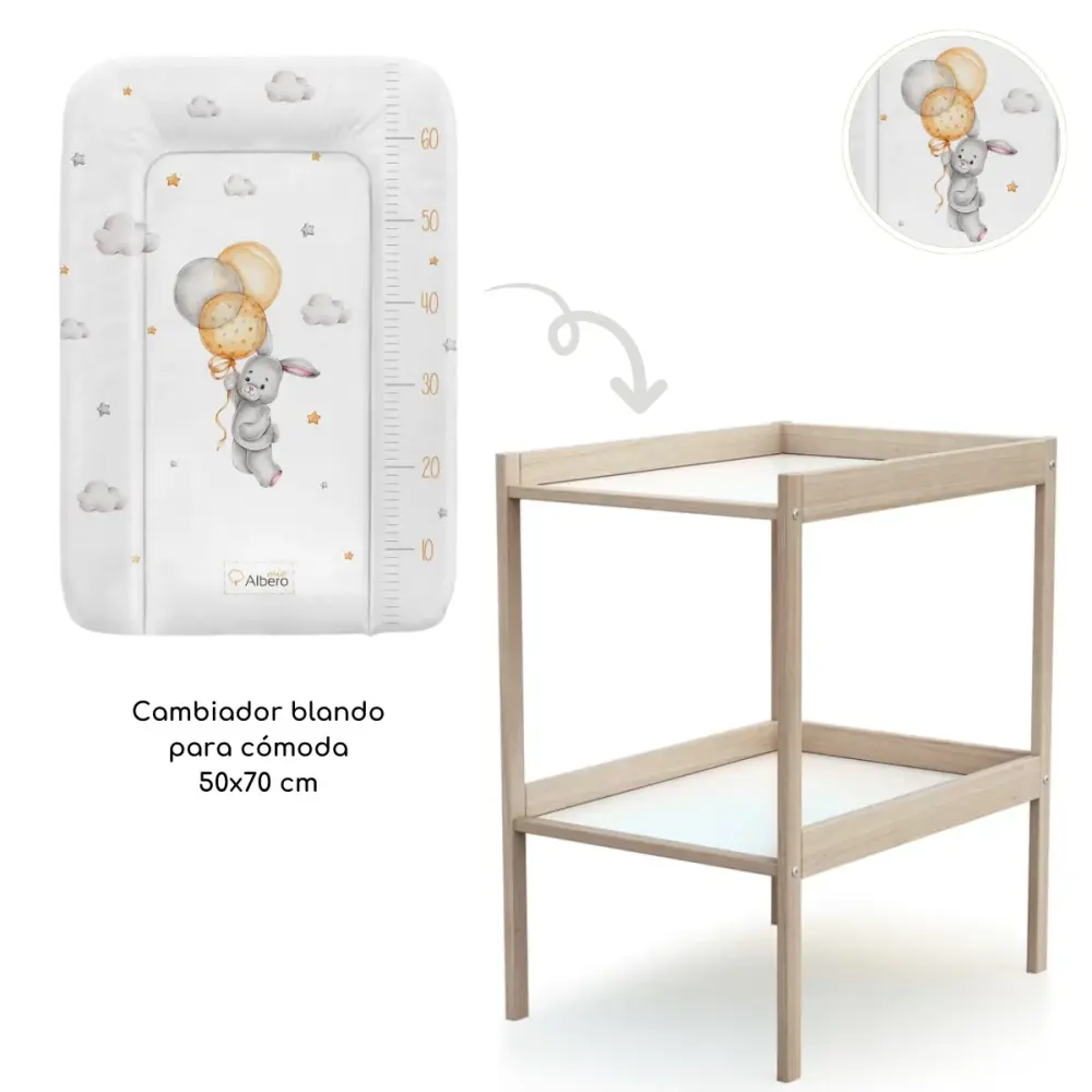 Cambiador Blando Para Comoda 70x50 Bunny