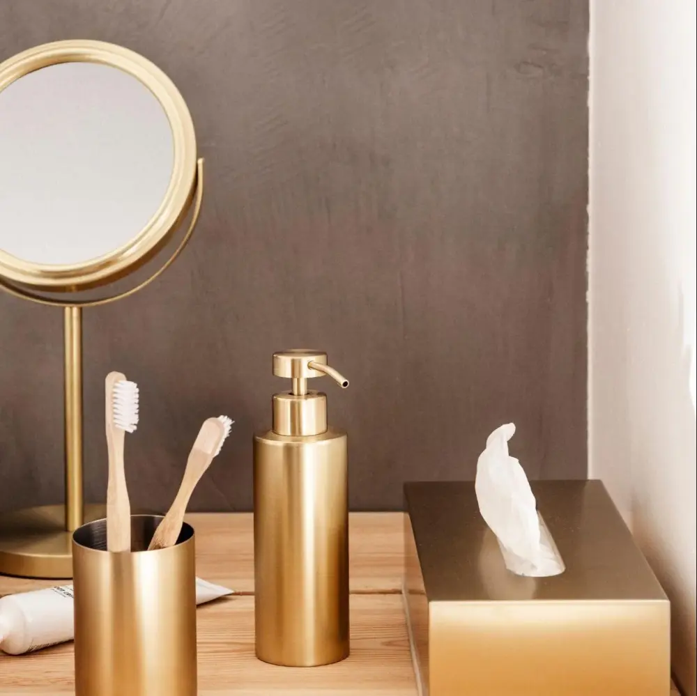 Resistente al Agua Dispensador de baño de acero inoxidable dorado