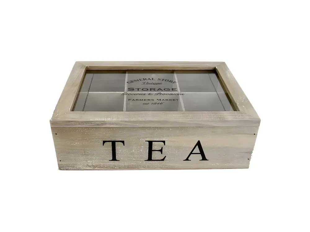 Caja de té de madera Almacén general 24x17 cm