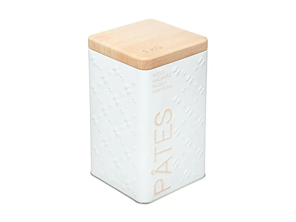 Recipiente de cocina para pasta en hierro Blanco 1Kg 10.5x10.5x h18.5 cm