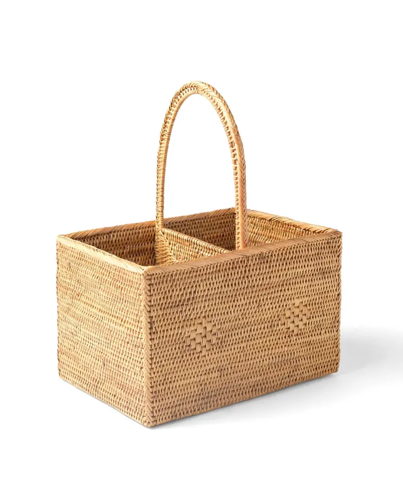 Porta botellas decorativo Salayar de ratán halus color natural, fabricado mano en Indonesia, altura 26 cm largo 14 cm pro...