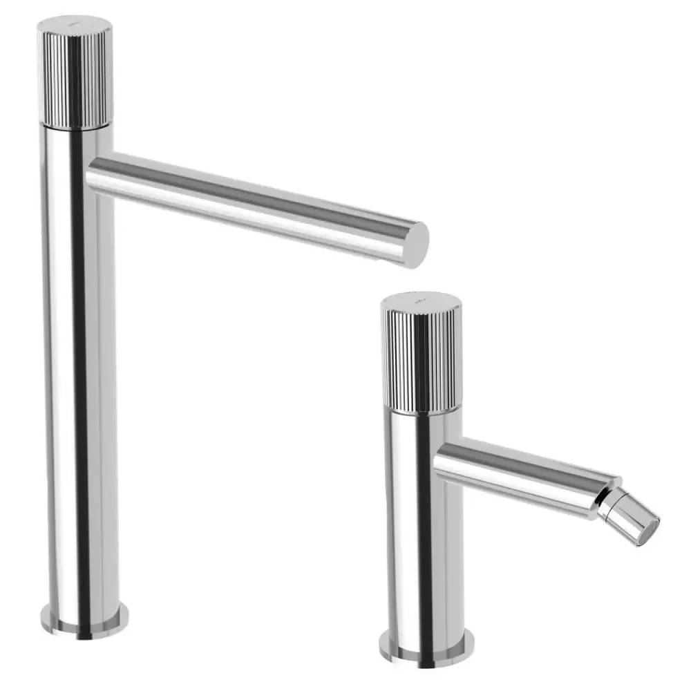 Set de mezcladores para lavabo elevado y bidé con desagüe click clack Paffoni Jo Cromado