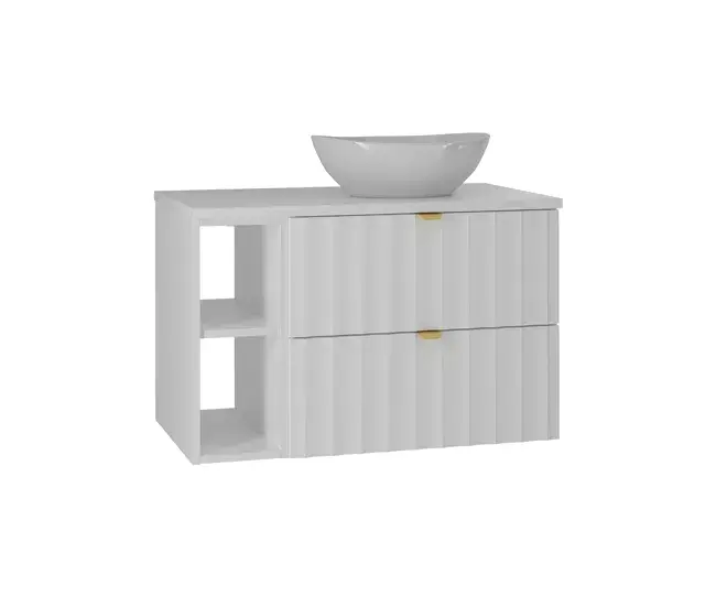 Mueble lavabo individual 80cm 2 compartimientos Lexa Blanco