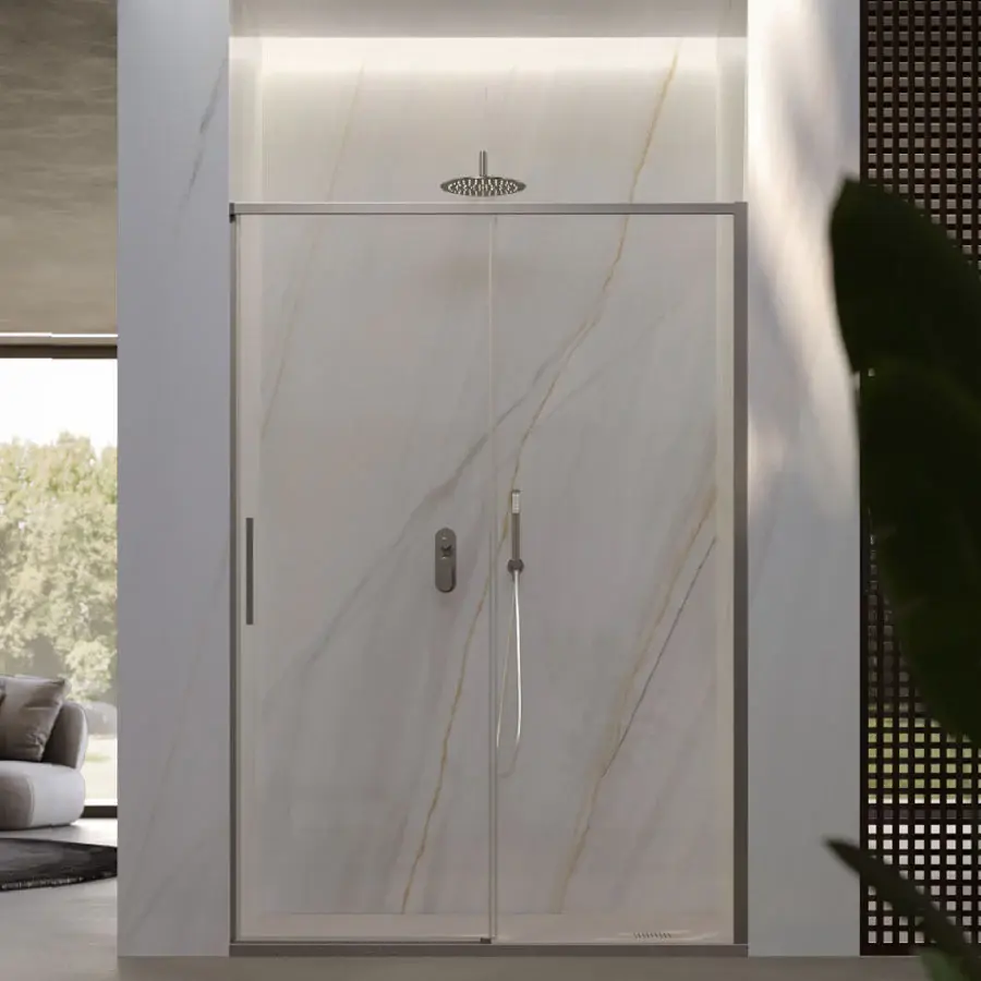Porta doccia scorrevole per nicchia da 120 cm cristallo da 6 mm con profilo alluminio Cromato lucido versione Destra