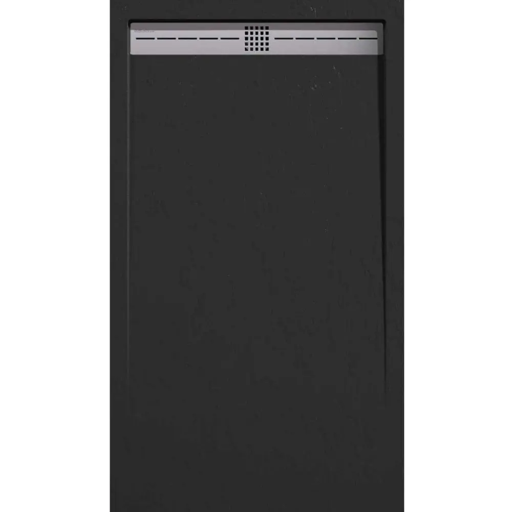 Dispensador de Jabón Plato de ducha pizarra arco negro 80x150 cm rejilla inox