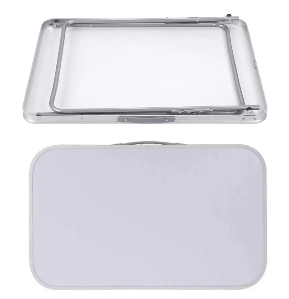 🪑 Mesa Plegable Blanca con Asa de Transporte con Base de Mármol
