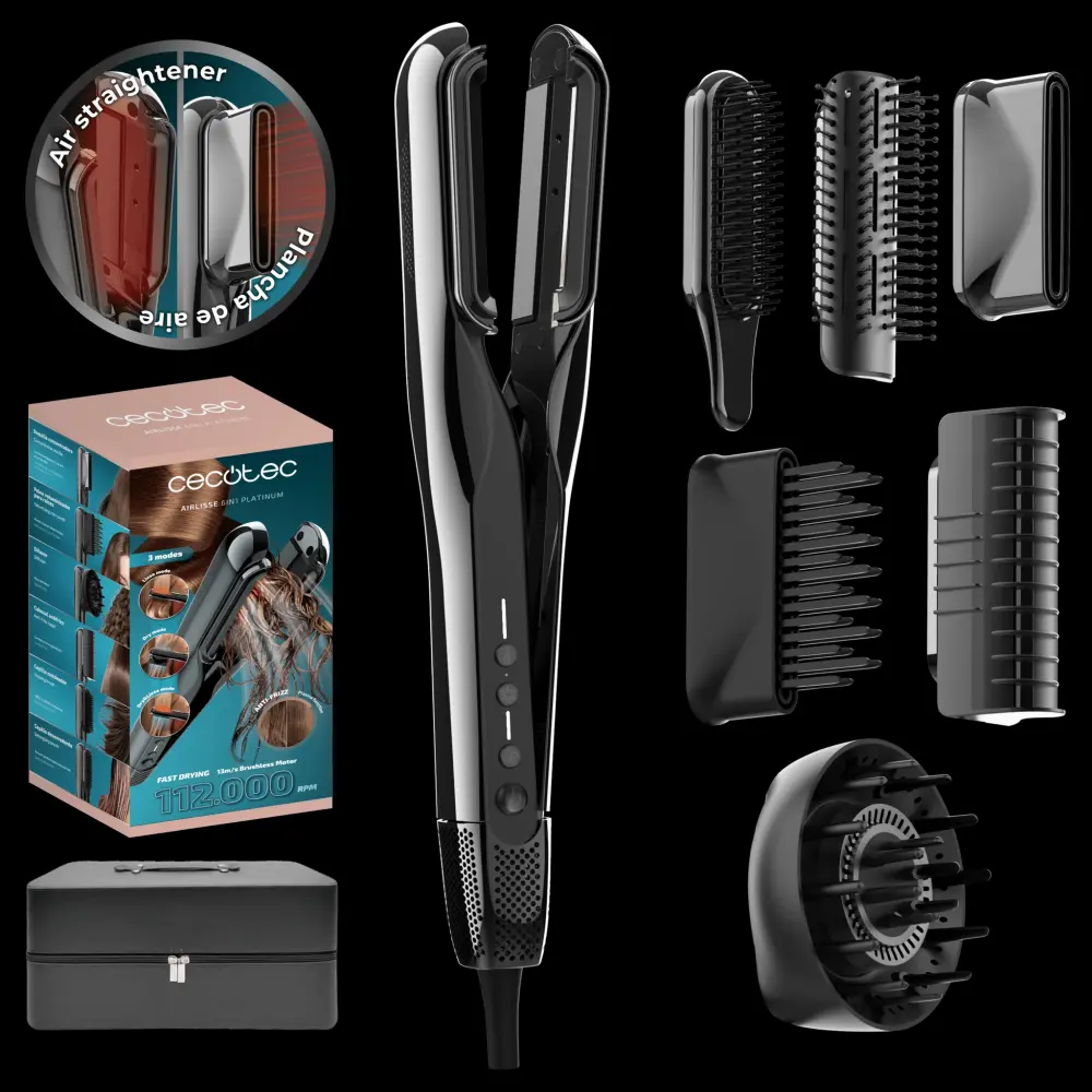 Cepillo para Vapor Air Lisse 6 en 1 Platinum – Plancha de Pelo con Aire, Secador y Alisador en un Solo Paso