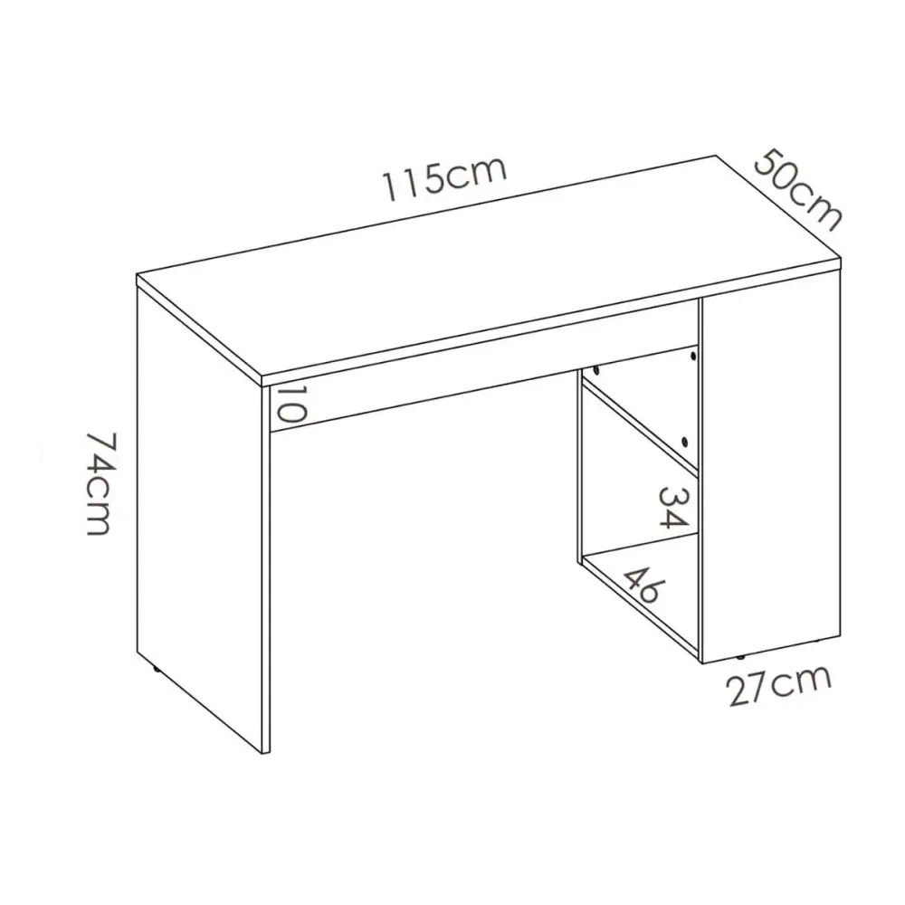 Escritorio Teo con estante + 1 cajón 74,5x115x50 cm