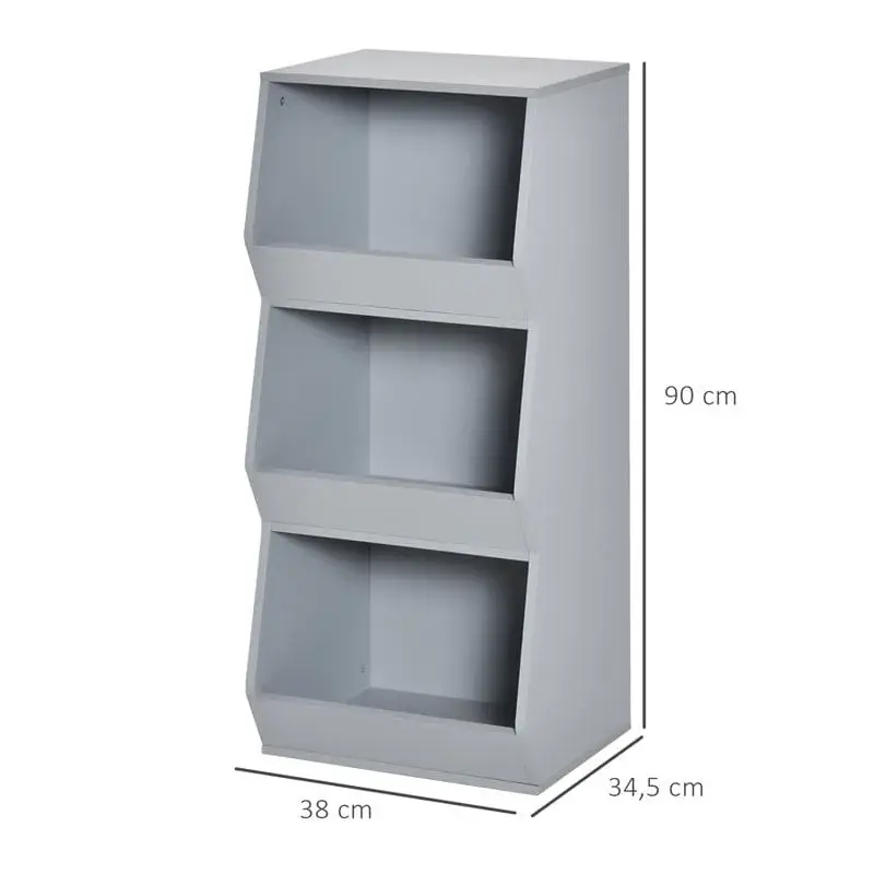 Estanterí infantil Homcom 3 estantes gris 90x38x34,5 cm
