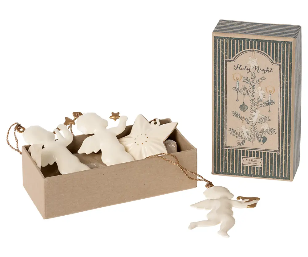 Caja de adornos navideños acero - holy night