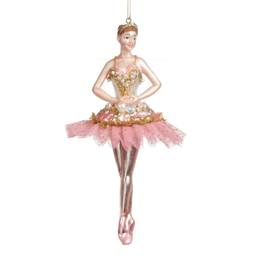 Decoración Colgante Adorno navideño - Bailarina de CRISTAL, tul y perlas