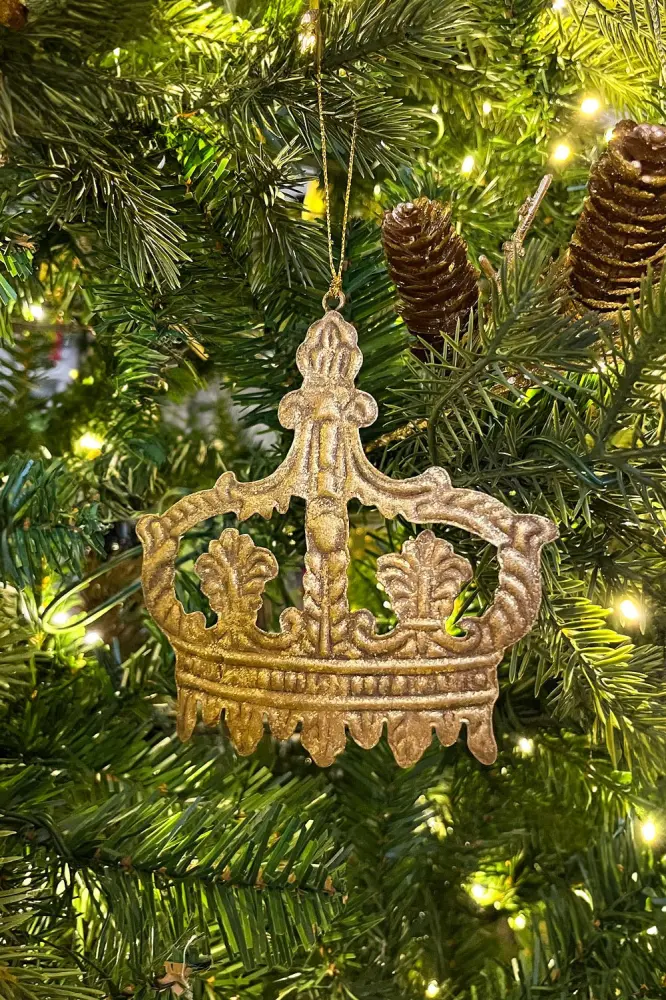 Premium Navideño Adorno Con Diseño De Corona Dorada