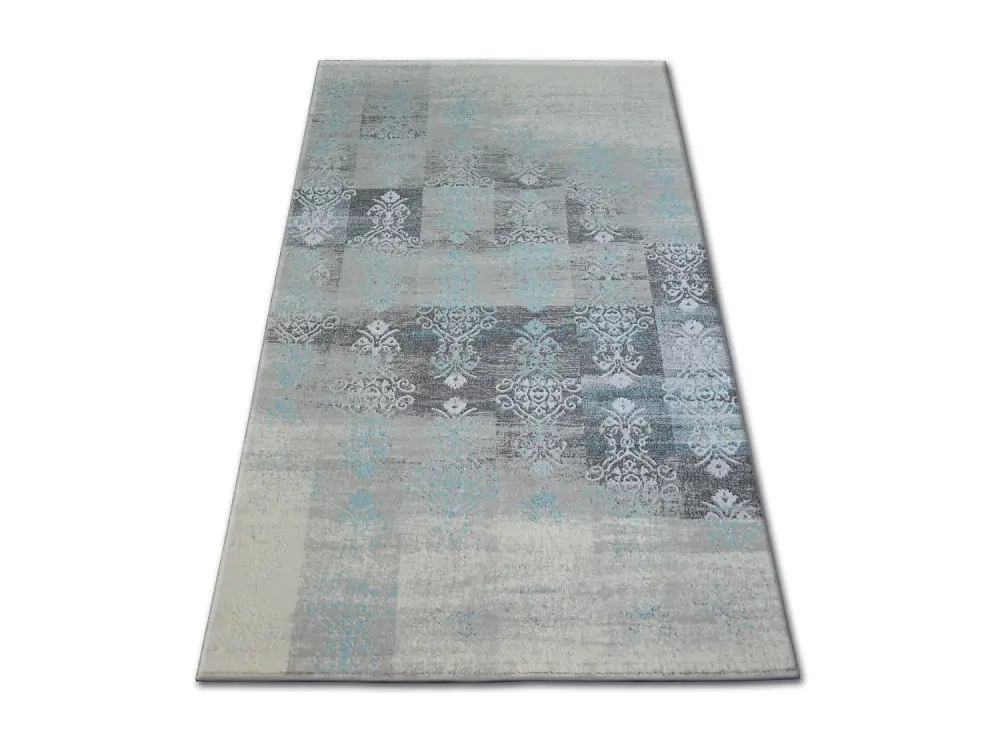 Alfombra acrílica PATARA 0146 color blanco arena/turquesa 80x150 cm