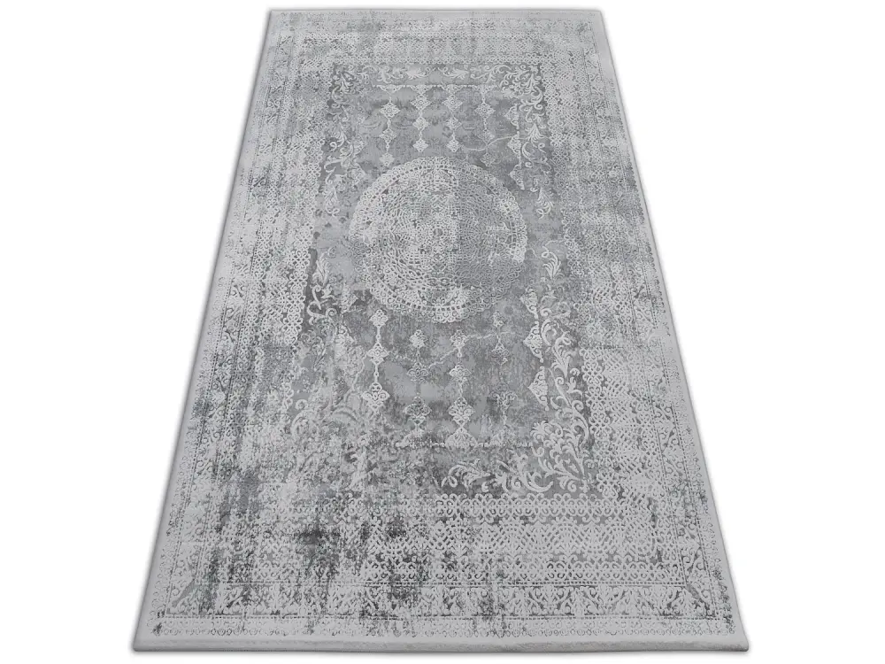 Alfombra acrílica VALENCIA 2328 ORNAMENT gris oscuro/marfil 80x150 cm