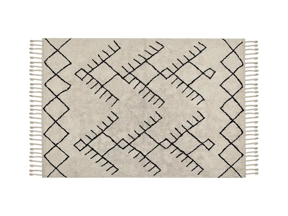 Alfombra de algodón beige claro/negro 160 x 230 cm ERLER