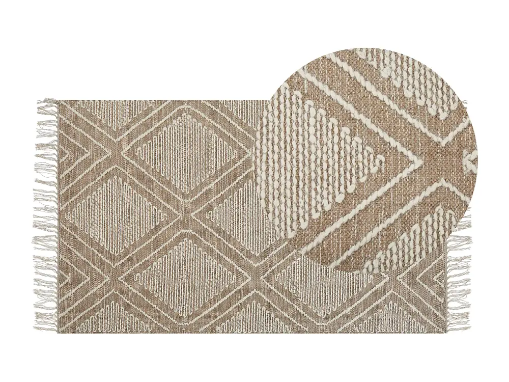 Alfombra de algodón beige/blanco 80 x 150 cm KACEM