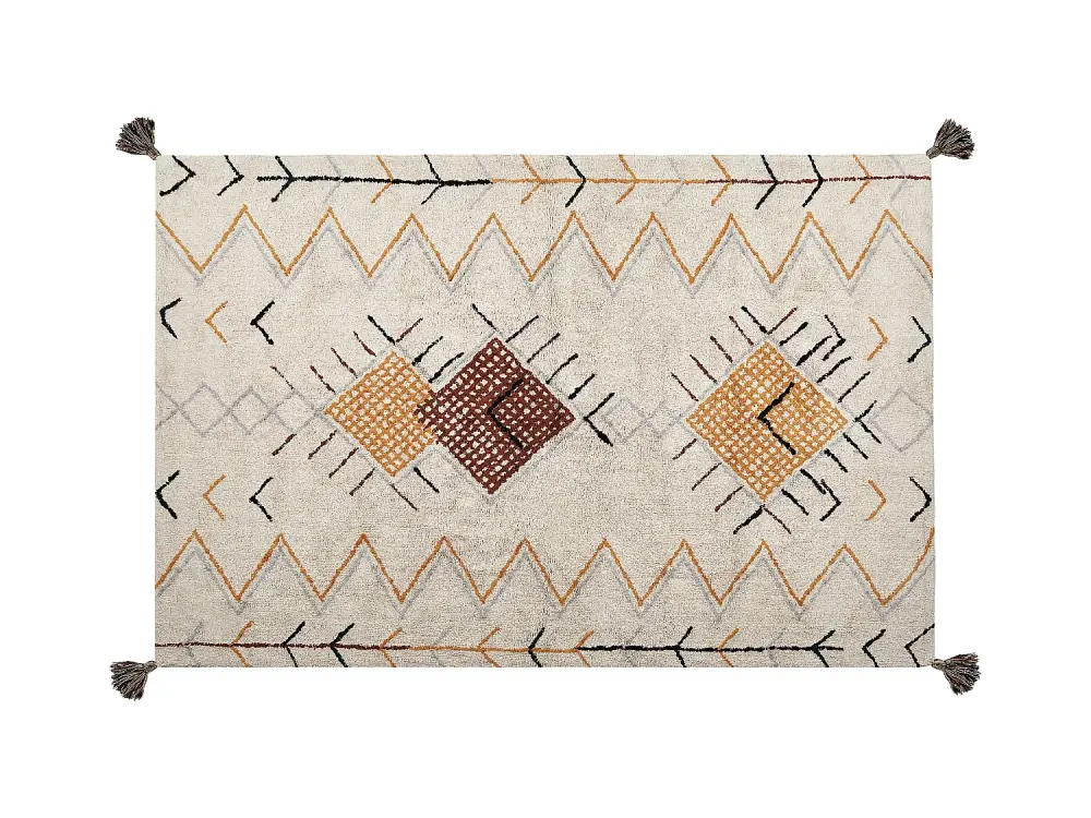 Alfombra de algodón beige/naranja/marrón/gris 160 x 230 cm BOLAY