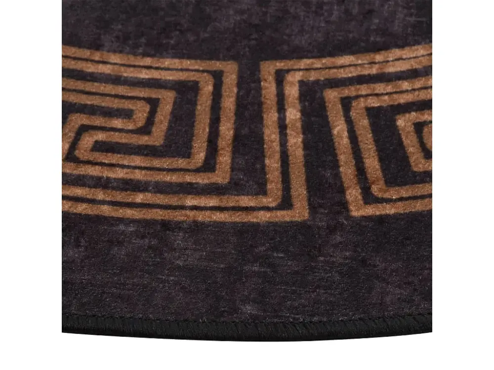 Alfombra antideslizante lavable φ120 cm Negro y dorado