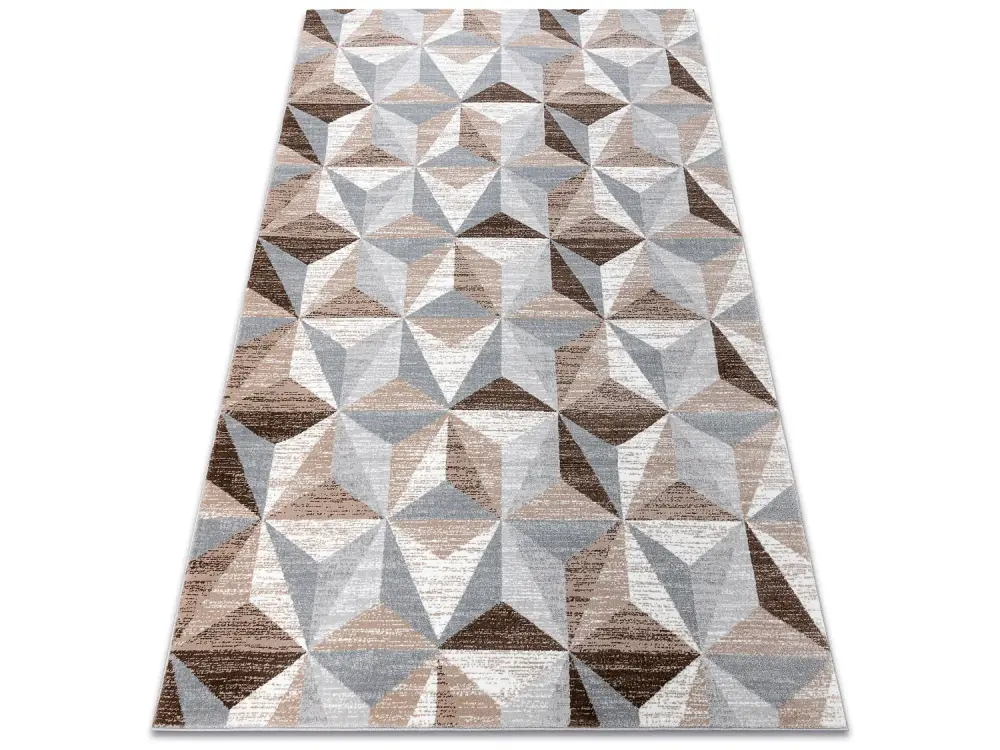 Alfombra ARGENT - W6096 Triángulos beige / gris 133x190 cm