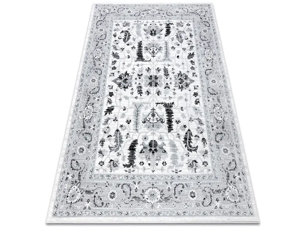 Alfombra ARGENT - W7039 Flores gris / negro 133x190 cm