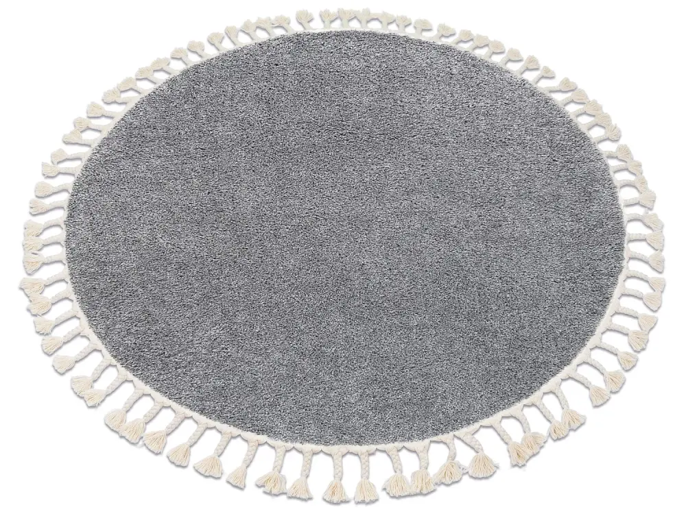 Alfombra BERBER 9000 circulo gris Franjas Bereber Marroquí Shaggy cercle 120 cm