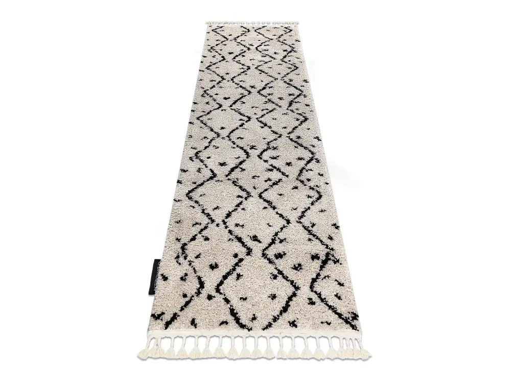 Alfombra, Corredor BERBER TETUAN B751 zigzag crema para la cocina, ent 70x250 cm