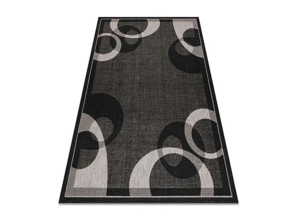 Alfombra de cuerda sisal FLOORLUX 20078 negro/plateado 240x330 cm