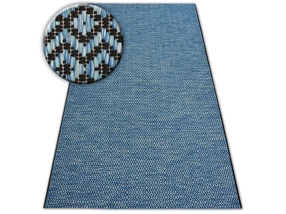 Alfombra de cuerda sisal LOFT 21144 Diamantes Zigzag azul/negro/platea 200x290 cm