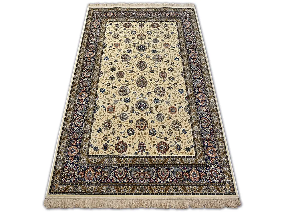 Alfombra de jacquard WINDSOR 22933 Recuadro Flores marfil 60x100 cm