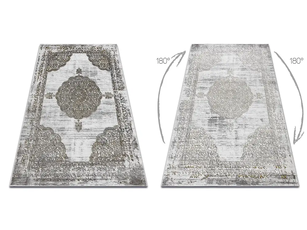 Alfombra LIRA E1468 Rosetón, estructural, moderna, glamour - gris / d 160x220 cm