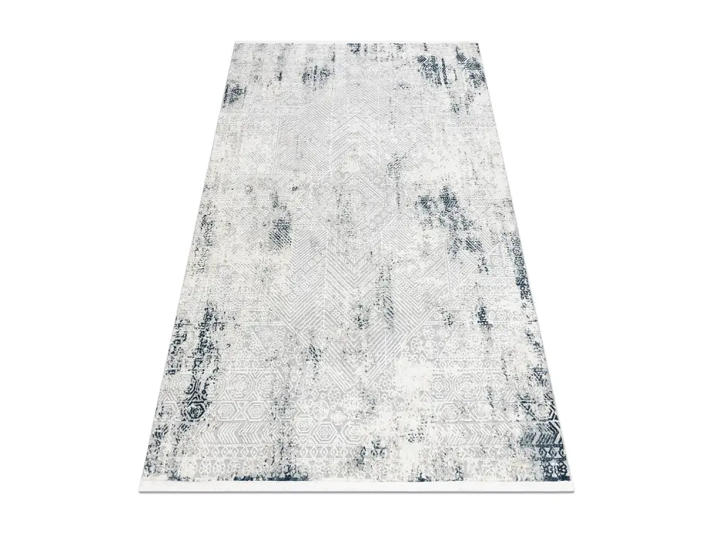 Alfombra moderna DUKE 51558 crema / azul - Geométrico vintage, estruc 160x220 cm