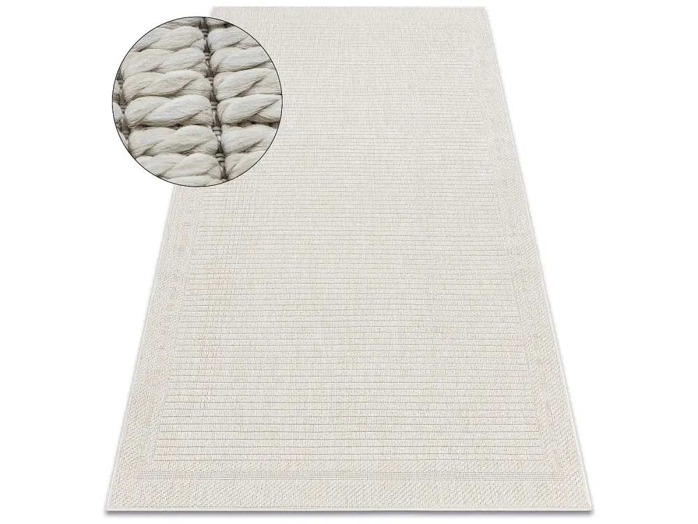 Alfombra ORIGI 3727 crema - Marco hilo de SISAL tejido plano 136x190 cm