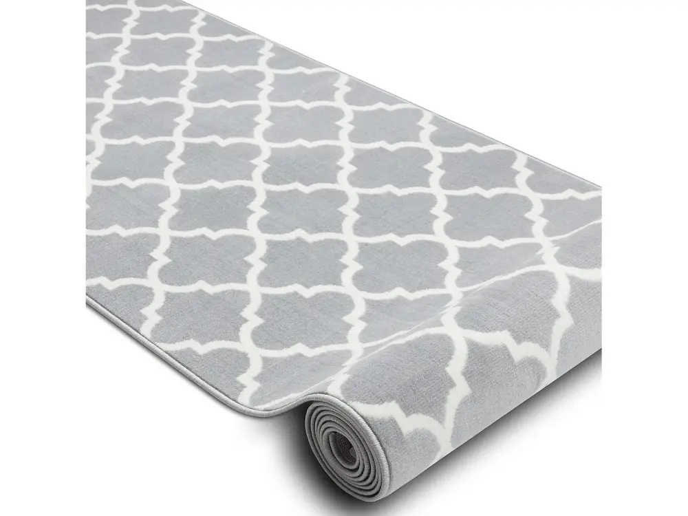 Alfombra de pasillo BCF MORAD Trelis Espaldera marroquí gris / crema 90x130 cm