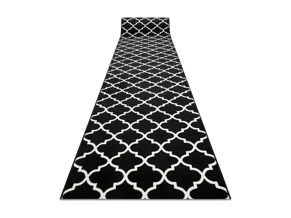 Alfombra de pasillo BCF MORAD Trelis Espaldera marroquí negro / crema 100x500 cm