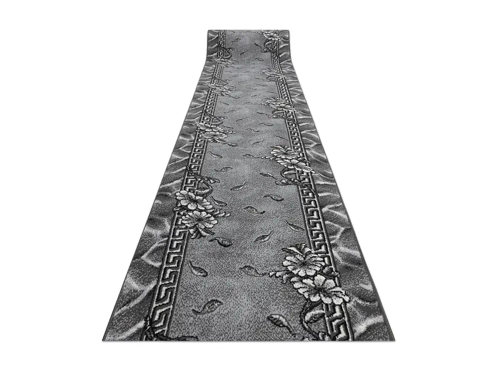 Alfombra de pasillo BCF MORAD Trio flores, hojas gris 100 cm 100x550 cm