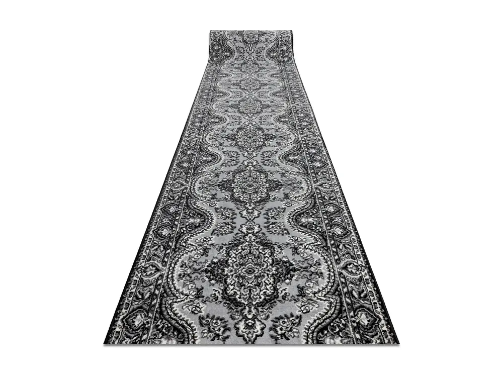Alfombra de pasillo BCF MORAD Wiosna rosetón gris 120 cm 120x920 cm