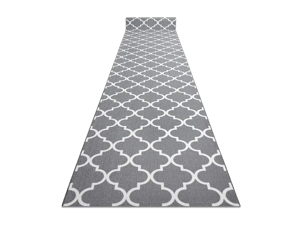 Alfombra de pasillo con refuerzo de goma 120 cm Enrejado Trébol marro 120x530 cm