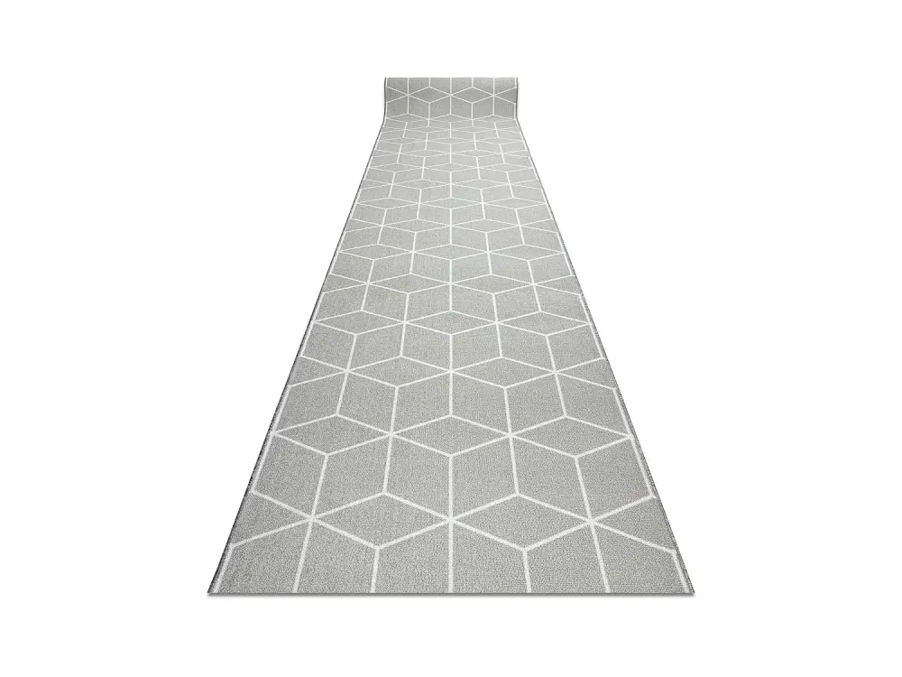 Alfombra de pasillo con refuerzo de goma CUBE cubo, gris 120 cm 120x690 cm