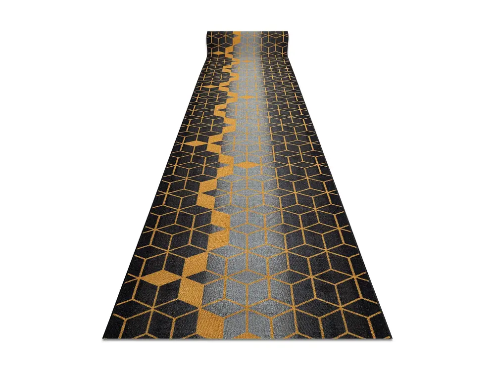 Alfombra de pasillo con refuerzo de goma 90 cm HEKSAGON Hexágono negr 90x240 cm