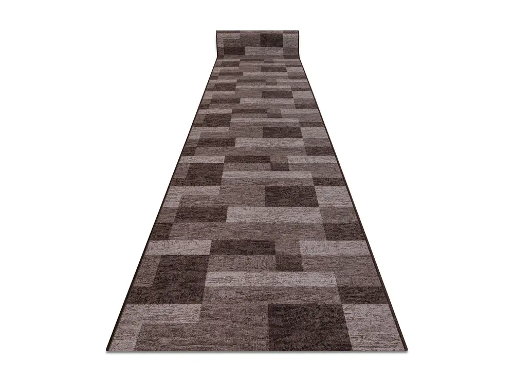 Alfombra de pasillo con refuerzo de goma ICONA marrón 100cm 100x1000 cm