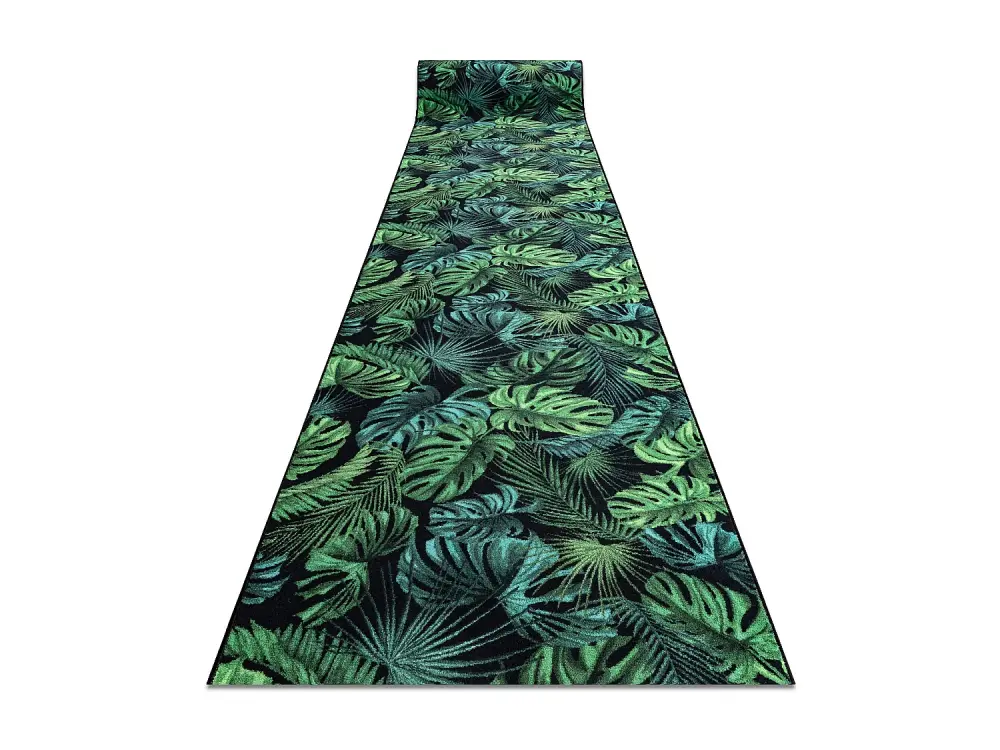 Alfombra de pasillo con refuerzo de goma MONSTERA Hojas, verde 100 cm 100x100 cm
