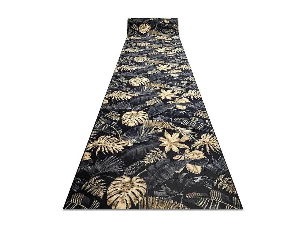 Alfombra de pasillo con refuerzo de goma MONSTERA Hojas, oro 100 cm 100x170 cm